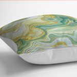 - K12152-Gorsel-3 - Realhomes  RealHomes Gold - Yeşil Zeminde Altın Motifli Kanvas Desenli Dijital Baskılı Yastık Kırlent Kılıfı Realhomes