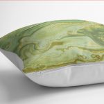 - K12153-Gorsel-3 - Realhomes  RealHomes Gold - Yeşil Zeminde Mermer Motifli Altın Desenli Dijital Baskılı Yastık Kırlent Kılıfı Realhomes