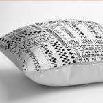 - K12158-Gorsel-3 - Realhomes  RealHomes Siyah - Beyaz Zeminde Tribal Motifli Etnik Desenli Dijital Baskılı Yastık Kırlent Kılıfı Realhomes