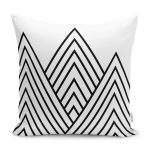 - K12159-Gorsel - Realhomes RealHomes Siyah - Beyaz Zeminde Üçgen Motifli Geometrik Desenli Dijital Baskılı Yastık Kırlent Kılıfı Realhomes
