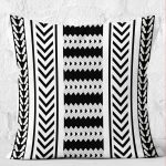 RealHomes Siyah - Beyaz Zeminde Geometrik Motifli İskandinav Desenli Dijital Baskılı Yastık Kırlent Kılıfı Realhomes