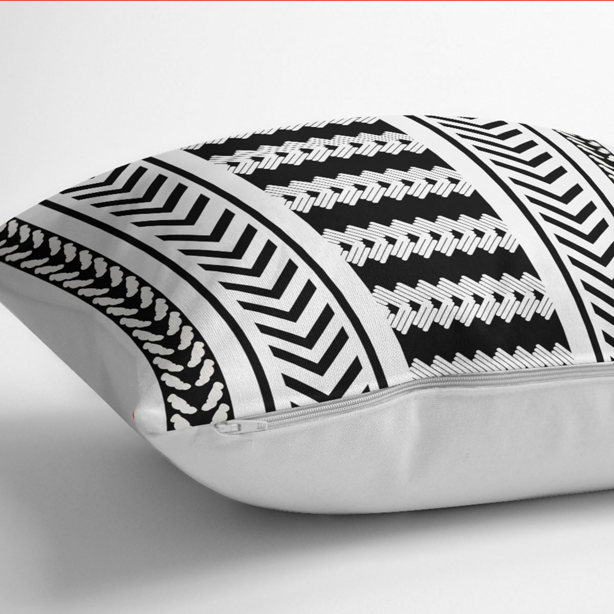 RealHomes Siyah - Beyaz Zeminde Geometrik Motifli İskandinav Desenli Dijital Baskılı Yastık Kırlent Kılıfı Realhomes