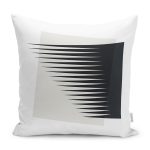 - K12162-Gorsel - Realhomes RealHomes Siyah - Ekru Zeminde Kanvas Motifli Modern Sanat Desenli Dijital Baskılı Yastık Kırlent Kılıfı Realhomes