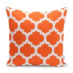 - K12169-Gorsel - Realhomes RealHomes Turuncu Zeminde Ogea Motifli Morrocan Desenli Dijital Baskılı Yastık Kırlent Kılıfı Realhomes