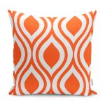 RealHomes Turuncu Zeminde Geometrik Motifli Klasik Desenli Dijital Baskılı Yastık Kırlent Kılıfı Realhomes