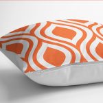 RealHomes Turuncu Zeminde Geometrik Motifli Klasik Desenli Dijital Baskılı Yastık Kırlent Kılıfı Realhomes