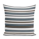 RealHomes Siyah - Mavi Zeminde Çizgili Motifli Geometrik Desenli Dijital Baskılı Yastık Kırlent Kılıfı Realhomes