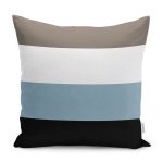 - K12174-Gorsel - Realhomes RealHomes Siyah - Mavi Zeminde Geometrik Motifli Çizgili Desenli Dijital Baskılı Yastık Kırlent Kılıfı Realhomes