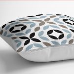 - K12176-Gorsel-3 - Realhomes RealHomes Siyah - Mavi Zeminde Yaprak Motifli Kanvas Desenli Dijital Baskılı Yastık Kırlent Kılıfı Realhomes