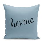 - K12178-Gorsel - Realhomes RealHomes Mavi - Siyah Zeminde Home Yazılı Düz Renk Desenli Dijital Baskılı Yastık Kırlent Kılıfı Realhomes