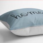 - K12178-Gorsel-3 - Realhomes RealHomes Mavi - Siyah Zeminde Home Yazılı Düz Renk Desenli Dijital Baskılı Yastık Kırlent Kılıfı Realhomes