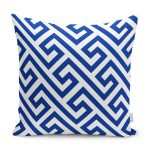 - K12185-Gorsel - Realhomes  RealHomes Lacivert Zeminde Geometrik Motifli Mozaik Desenli Dijital Baskılı Yastık Kırlent Kılıfı Realhomes