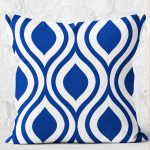 RealHomes Lacivert Zeminde Geometrik Motifli Klasik Desenli Dijital Baskılı Yastık Kırlent Kılıfı Realhomes