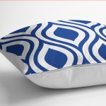 RealHomes Lacivert Zeminde Geometrik Motifli Klasik Desenli Dijital Baskılı Yastık Kırlent Kılıfı Realhomes