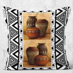 - K12193-Gorsel-2 - Realhomes RealHomes Kahverengi - Siyah Zeminde Etnik Motifli Su Küpü Desenli Dijital Baskılı Yastık Kırlent Kılıfı Realhomes