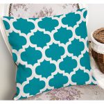 - K12196-Gorsel-1 - Realhomes  RealHomes Turkuaz Zeminde Ogea Motifli Morrocan Desenli Dijital Baskılı Yastık Kırlent Kılıfı Realhomes