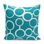 - K12198-Gorsel - Realhomes  RealHomes Turkuaz Zeminde Dairesel Motifli Geometrik Desenli Dijital Baskılı Yastık Kırlent Kılıfı Realhomes
