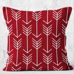 RealHomes Bordo Zeminde İskandinav Motifli Ok Desenli Dijital Baskılı Yastık Kırlent Kılıfı Realhomes