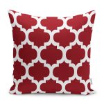 RealHomes Bordo Zeminde Ogea Motifli Morrocan Desenli Dijital Baskılı Yastık Kırlent Kılıfı Realhomes