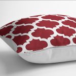 RealHomes Bordo Zeminde Ogea Motifli Morrocan Desenli Dijital Baskılı Yastık Kırlent Kılıfı Realhomes