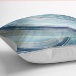 - K12211-Gorsel-3 - Realhomes RealHomes Gold - Turkuaz Zeminde Mermer Motifli Modern Sanat Desenli Dijital Baskılı Yastık Kırlent Kılıfı Realhomes