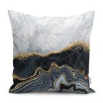 - K12213-Gorsel - Realhomes RealHomes Gold - Gri Zeminde Mermer Motifli Klasik Desenli Dijital Baskılı Yastık Kırlent Kılıfı Realhomes