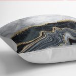 - K12213-Gorsel-3 - Realhomes RealHomes Gold - Gri Zeminde Mermer Motifli Klasik Desenli Dijital Baskılı Yastık Kırlent Kılıfı Realhomes
