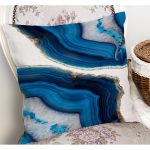 - K12217-Gorsel-1 - Realhomes  RealHomes Lacivert - Beyaz Zeminde Kanvas Motifli Boyama Desenli Dijital Baskılı Yastık Kırlent Kılıfı Realhomes