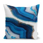 - K12217-Gorsel - Realhomes  RealHomes Lacivert - Beyaz Zeminde Kanvas Motifli Boyama Desenli Dijital Baskılı Yastık Kırlent Kılıfı Realhomes