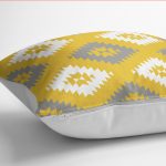 - K12224-Gorsel-3 - Realhomes RealHomes Gri - Sarı Zeminde Etnik Motifli Geometrik Desenli Dijital Baskılı Yastık Kırlent Kılıfı Realhomes