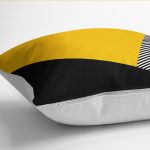 - K12226-Gorsel-3 - Realhomes  RealHomes Sarı - Siyah Zeminde Modern Motifli Geometrik Desenli Dijital Baskılı Yastık Kırlent Kılıfı Realhomes