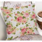 - K12231-Gorsel-1 - Realhomes  RealHomes Mavi - Pembe Zeminde Gül Motifli Floral Desenli Dijital Baskılı Yastık Kırlent Kılıfı Realhomes