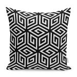 - K12236-Gorsel - Realhomes RealHomes Siyah Beyaz Zeminde Geometrik Motifli Mozaik Desenli Dijital Baskılı Yastık Kırlent Kılıfı Realhomes