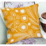 - K12237-Gorsel-1 - Realhomes  RealHomes Sarı Zeminde Çiçek ve Yaprak Motifli Floral Desenli Dijital Baskılı Yastık Kırlent Kılıfı Realhomes