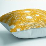 - K12237-Gorsel-3 - Realhomes  RealHomes Sarı Zeminde Çiçek ve Yaprak Motifli Floral Desenli Dijital Baskılı Yastık Kırlent Kılıfı Realhomes