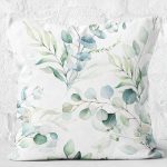 RealHomes Beyaz - Mavi Zeminde Sulu Boya Motifli Çiçek Desenli Dijital Baskılı Yastık Kırlent Kılıfı Realhomes