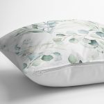 RealHomes Beyaz - Mavi Zeminde Sulu Boya Motifli Çiçek Desenli Dijital Baskılı Yastık Kırlent Kılıfı Realhomes