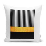 - K12247-Gorsel - Realhomes  RealHomes Gold - Siyah Zeminde Modern Sanat Motifli Altın Desenli Dijital Baskılı Yastık Kırlent Kılıfı Realhomes