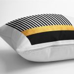 - K12247-Gorsel-3 - Realhomes  RealHomes Gold - Siyah Zeminde Modern Sanat Motifli Altın Desenli Dijital Baskılı Yastık Kırlent Kılıfı Realhomes