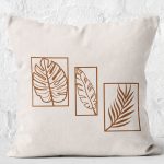 - K12248-Gorsel-2 - Realhomes  RealHomes Ekru - Kahverengi Zeminde Çerçe Motifli Yaprak Desenli Dijital Baskılı Yastık Kırlent Kılıfı Realhomes