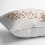 - K12248-Gorsel-3 - Realhomes  RealHomes Ekru - Kahverengi Zeminde Çerçe Motifli Yaprak Desenli Dijital Baskılı Yastık Kırlent Kılıfı Realhomes