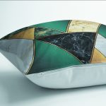 RealHomes Turkuaz - Gold Zeminde Modern Motifli Mermer Desenli Dijital Baskılı Yastık Kırlent Kılıfı Realhomes