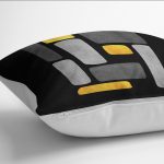 - K12255-Gorsel-3 - Realhomes  RealHomes Gold - Siyah Zeminde Kanvas Motifli Gold Desenli Dijital Baskılı Yastık Kırlent Kılıfı Realhomes