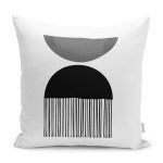 - K12256-Gorsel - Realhomes RealHomes Gri - Siyah Zeminde Bohem Motifli Modern Sanat Desenli Dijital Baskılı Yastık Kırlent Kılıfı Realhomes