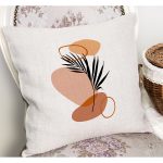 - K12265-Gorsel-1 - Realhomes  RealHomes Yavruağzı Zeminde Kanvas Motifli Modern Sanat Desenli Dijital Baskılı Yastık Kırlent Kılıfı Realhomes