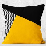 - K12270-Gorsel-2 - Realhomes  RealHomes Sarı - Siyah Zeminde Geometrik Motifli Modern Desenli Dijital Baskılı Yastık Kırlent Kılıfı Realhomes