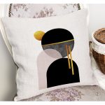 - K12271-Gorsel-1 - Realhomes  RealHomes Siyah - Beyaz Zeminde Modern Motifli Boho Desenli Dijital Baskılı Yastık Kırlent Kılıfı Realhomes