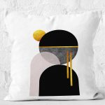 - K12271-Gorsel-2 - Realhomes  RealHomes Siyah - Beyaz Zeminde Modern Motifli Boho Desenli Dijital Baskılı Yastık Kırlent Kılıfı Realhomes