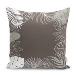 - K12272-Gorsel - Realhomes RealHomes Kahverengi - Haki Zeminde Yaprak Motifli Floral Desenli Dijital Baskılı Yastık Kırlent Kılıfı Realhomes