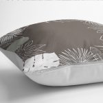 - K12272-Gorsel-3 - Realhomes RealHomes Kahverengi - Haki Zeminde Yaprak Motifli Floral Desenli Dijital Baskılı Yastık Kırlent Kılıfı Realhomes